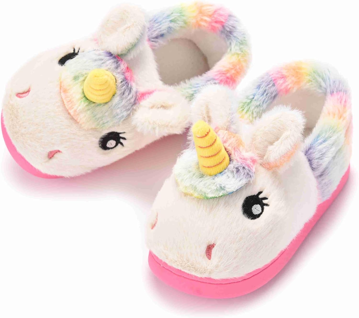 Toddler Slippers Girls Soft Plush House Shoes with Non-Slip Sole Cute Cozy Little Kids Indoor Slippers