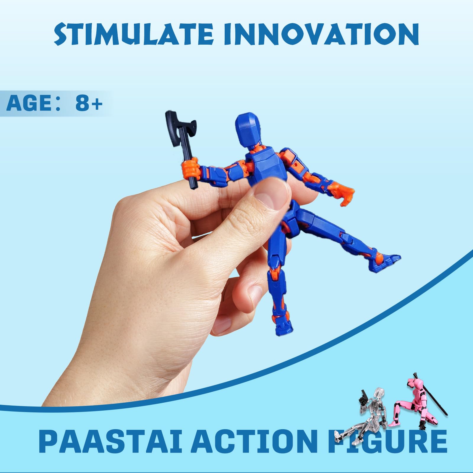 10 Pcs Action Figures T13(Assembly Required),Multi-Jointed Detachable Titan Action Figure with 10 Colors,3D Printed Dummy 13 Action Figure with Accessories for Collectors Desktop Decorations,DIY — view 5