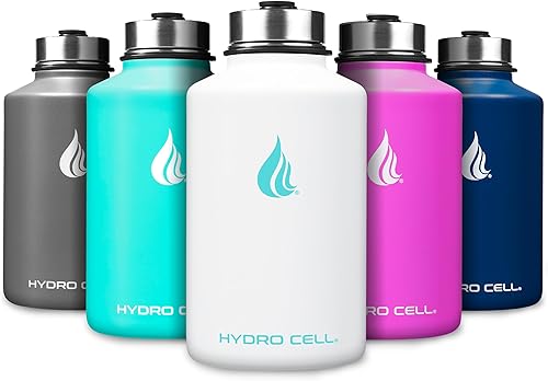 Miniatura 36 de HYDRO CELL Botella de agua aislada de acero inoxidable con pajilla, para bebidas frías y calientes, frasco de vacío de metal con tapa de rosca y