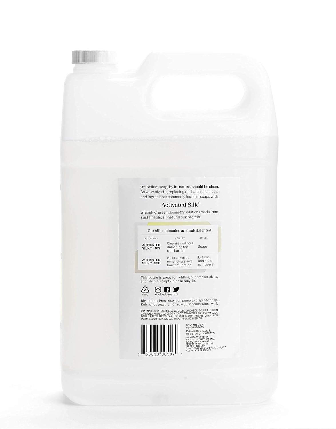 Evolved By Nature Liquid Hand Soap Refill, Rosemary Lemon Essential Oils, Moisturizing Natural Biodegradable Hand Wash, Gallon (128oz) : Beauty & Personal Care