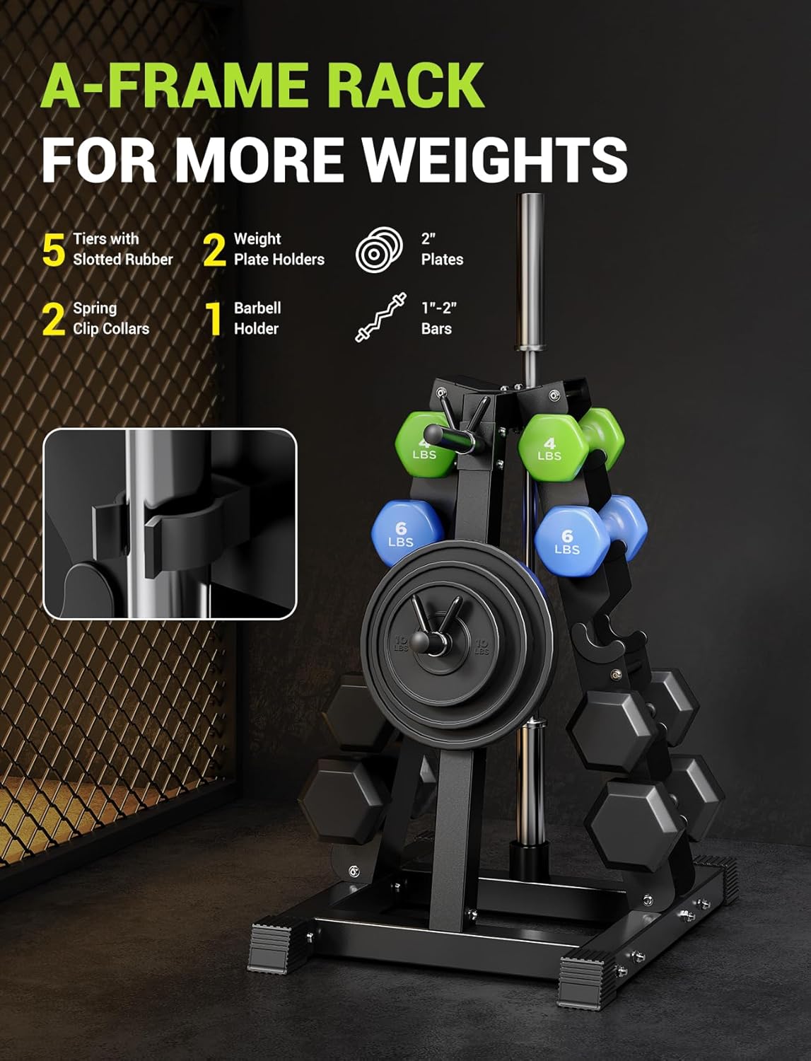 YOLEO Dumbbell Rack - 3 Tier & 5 Tier Compact Weight Rack for Dumbbell, Kettlebell, Barbell, Heavy Duty Weight Storage Organizer, Space-Saving Dumbbell Storage Stand Holder for Home Gym - 1100LBS Capacity (Rack Only) (ACE, A-Frame)