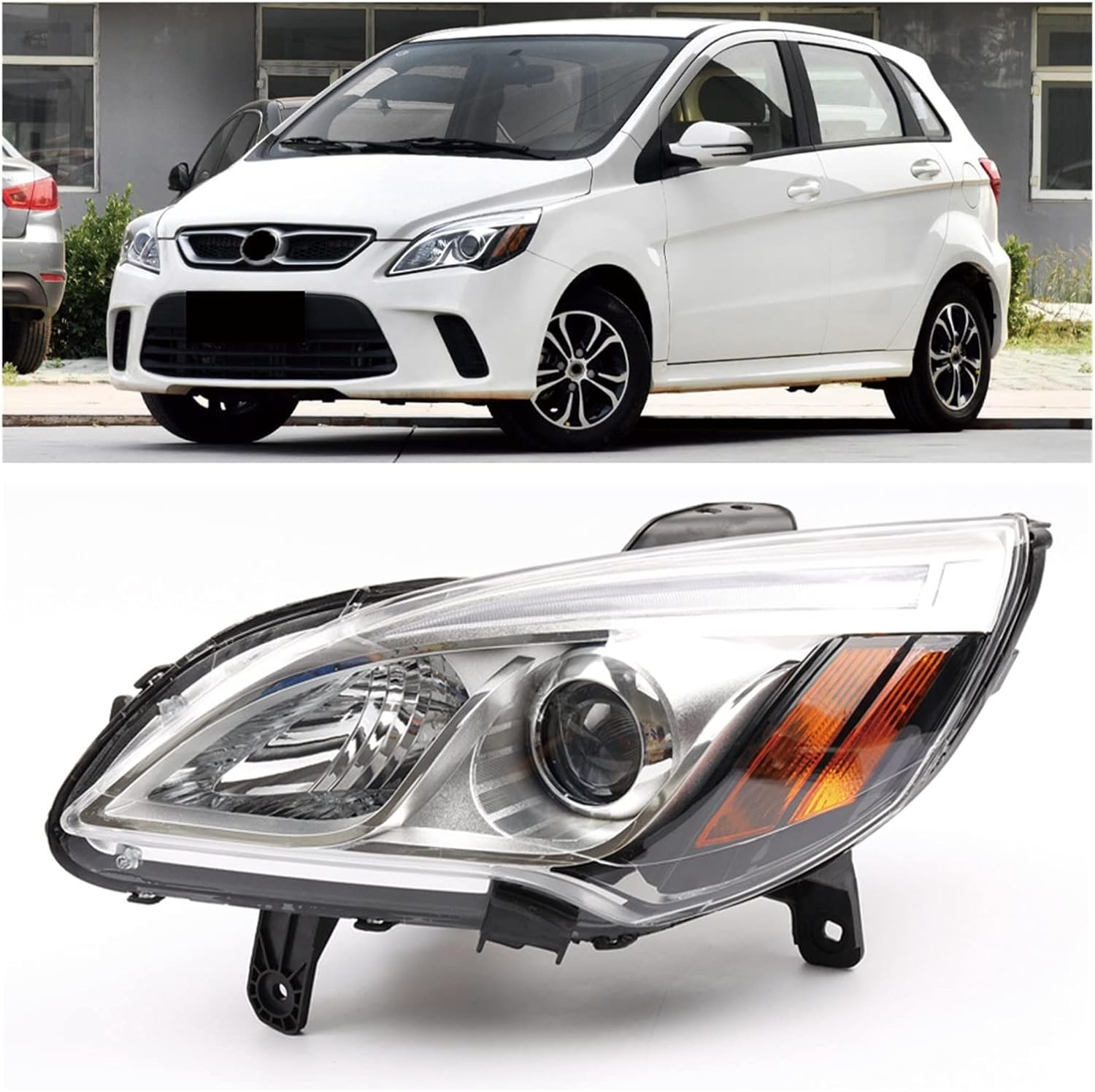 Front Bumper Headlight Headlamp Head Light Head Lamp Assembly Compatible With Baic D20 E130 E150(Left side,LED)