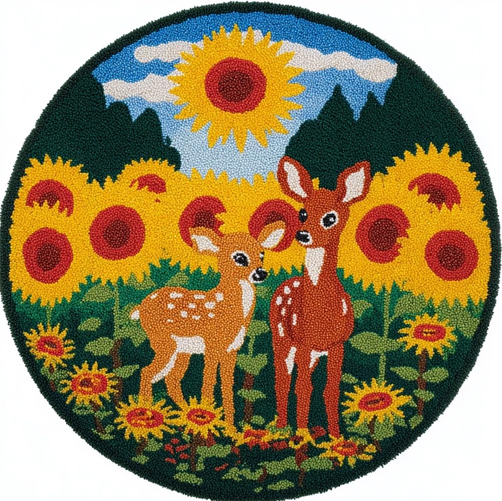 kitphoenix Latch Hook Set Sunflower and Deer