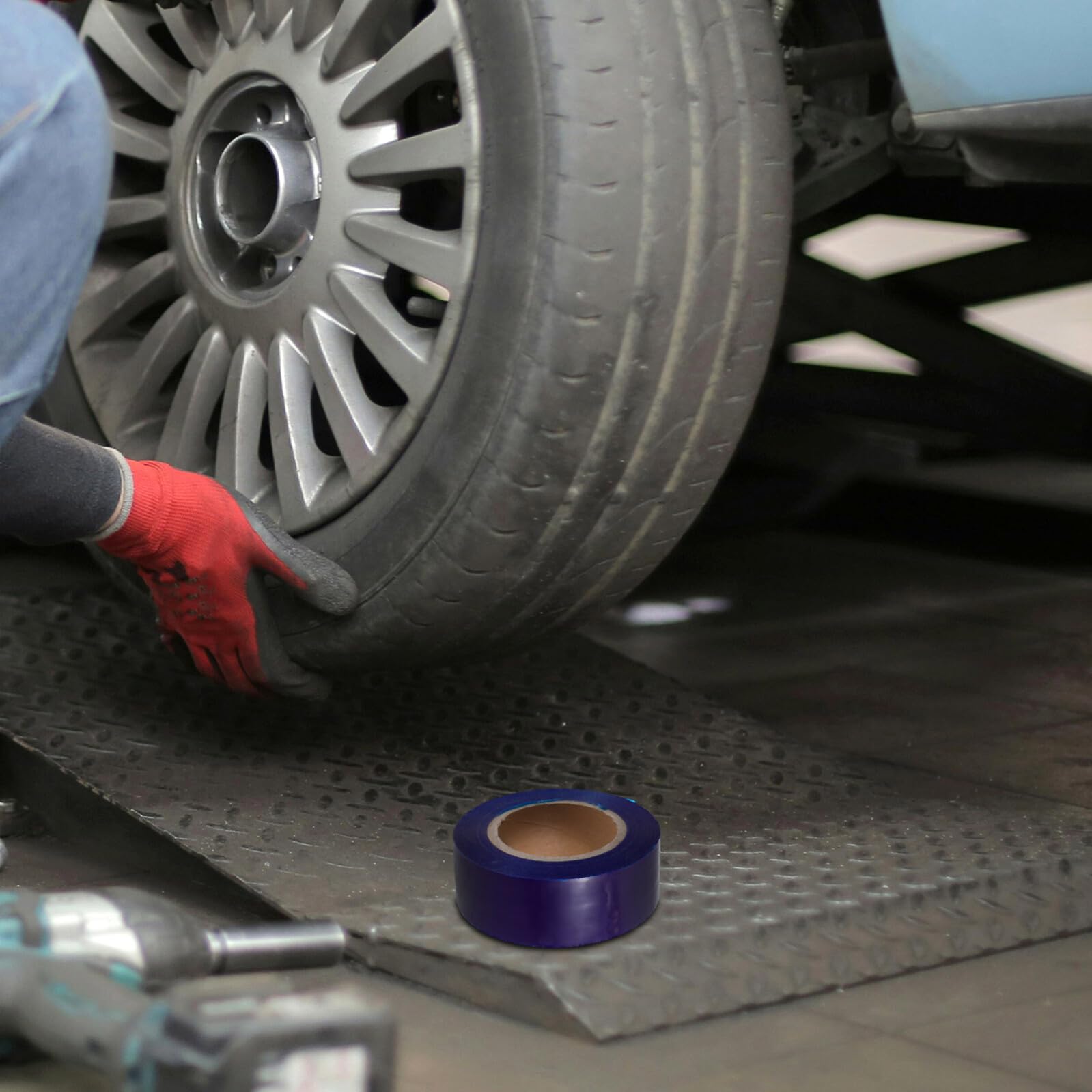 Garneck Nastro Protezione Cerchione PE Blu 2 Pezzi per Ruota Auto | Striscia Bordo Pneumatico, Uso in Cambio Gomme e Riparazioni Veicolo, Rimozione senza Residui