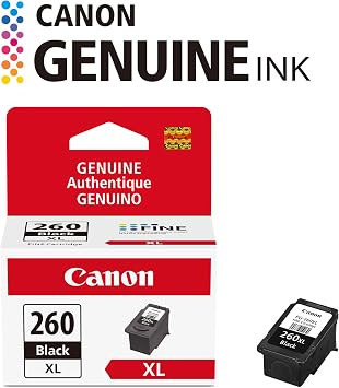 Canon PG-260 XL Genuine Black Ink Cartridge, Compatible with TS5320/6420/6420a,TR7020/7020a