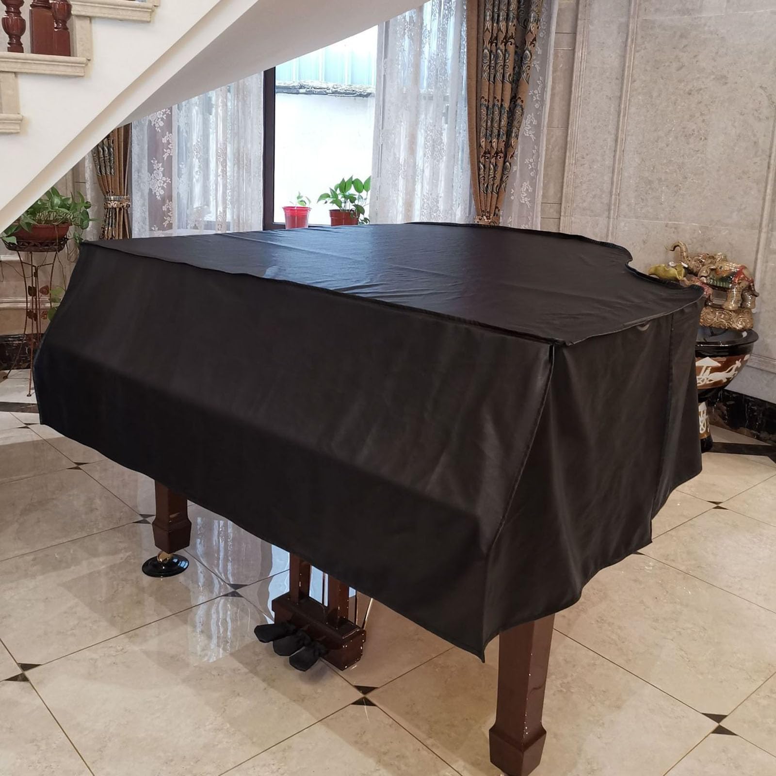 Staubschutzhülle aus Leder für Flügel, Universal-Schutzhülle aus PU-Leder, Staub- und wasserdicht, dekorative Schutzhülle für Flügel, Instrumentenzubehör, Schwarz, 220