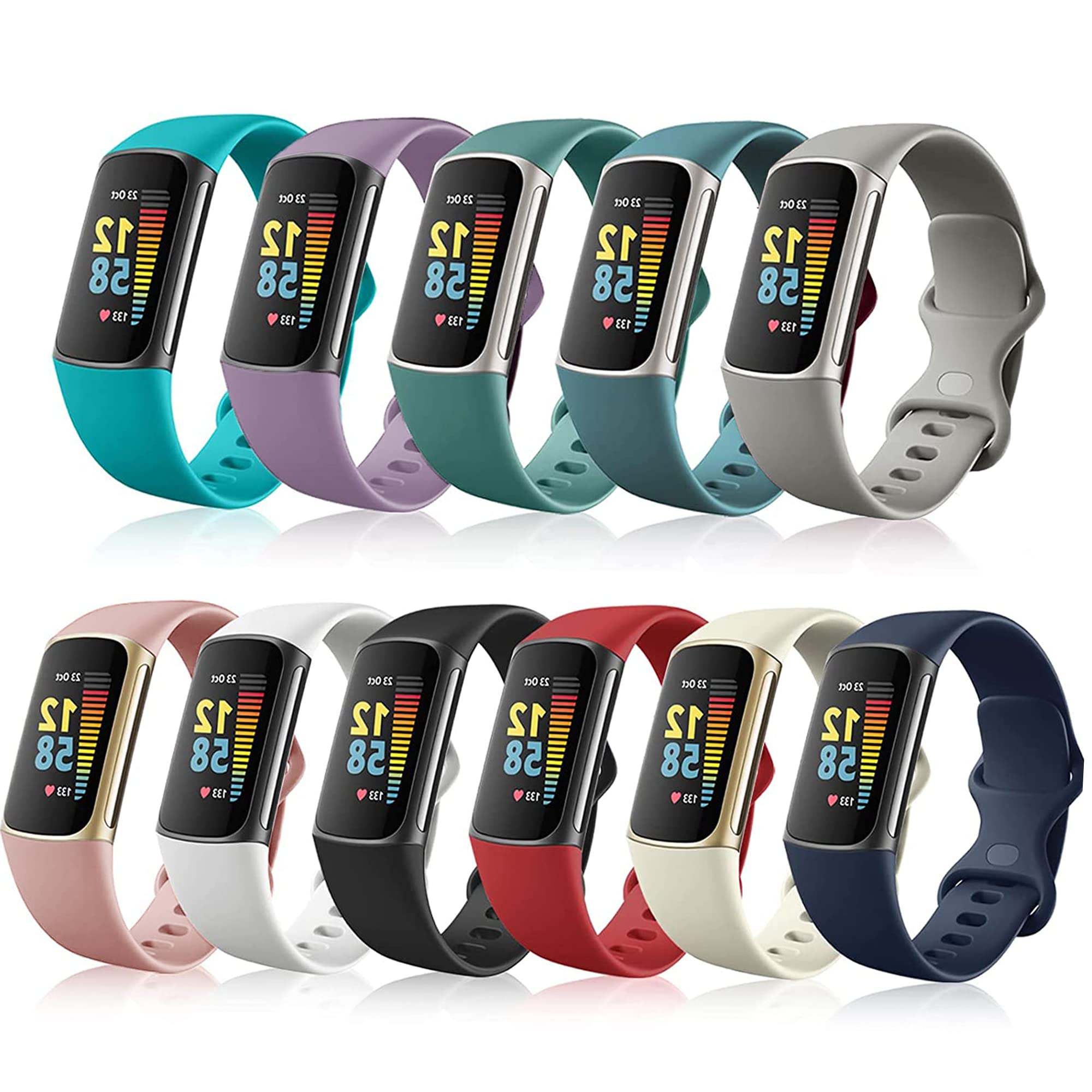(11 Pack) Bands Compatible with Fitbit Charge 5 Bands Women Men Soft ...