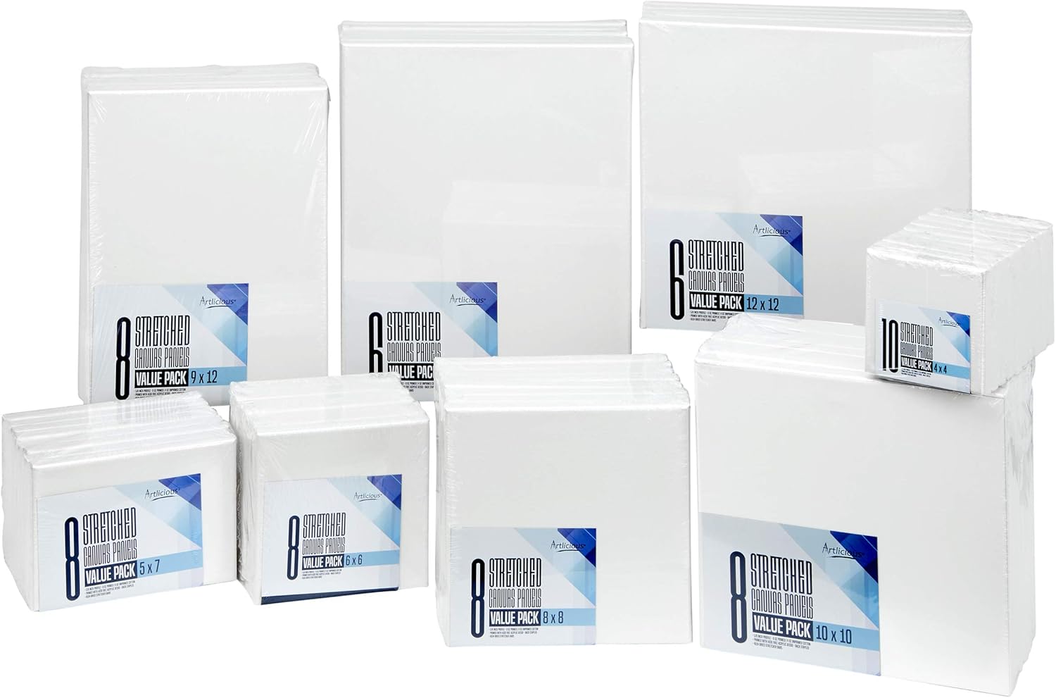Artlicious Canvases for Painting - 10 Pack White, 8 x 10 Inch Blank Canvas Boards - Stretched Art Panels to Use with Oil and Acrylic Paint - Art Supplies for Adults & Kids