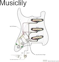 Vista 2 de Musiclily - Golpeador precableado de 11 agujeros SSS con pastillas de doble riel de alta salida para guitarra eléctrica Fender Squier Strat, 3 3