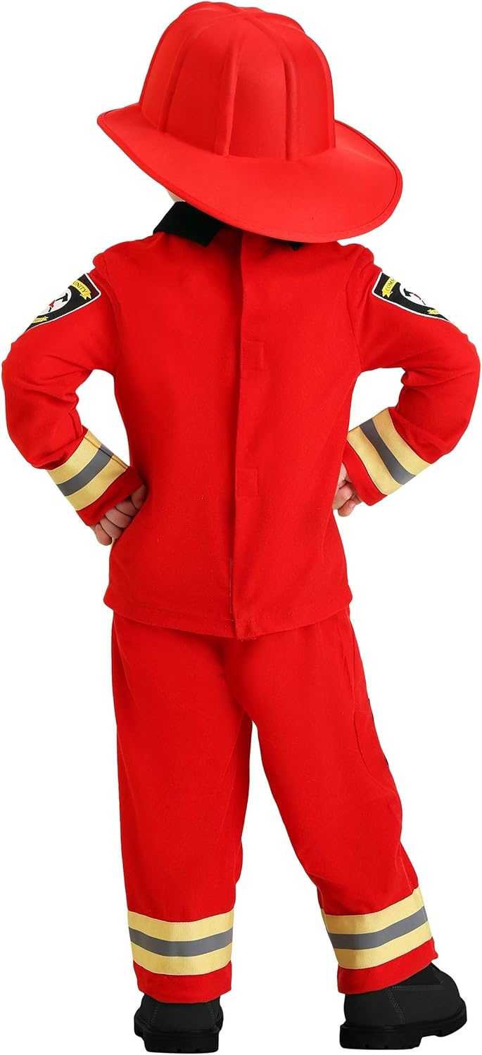Fun Costumes Toddler Friendly Firefighter Costume, Jacket, Pants, and Helmet