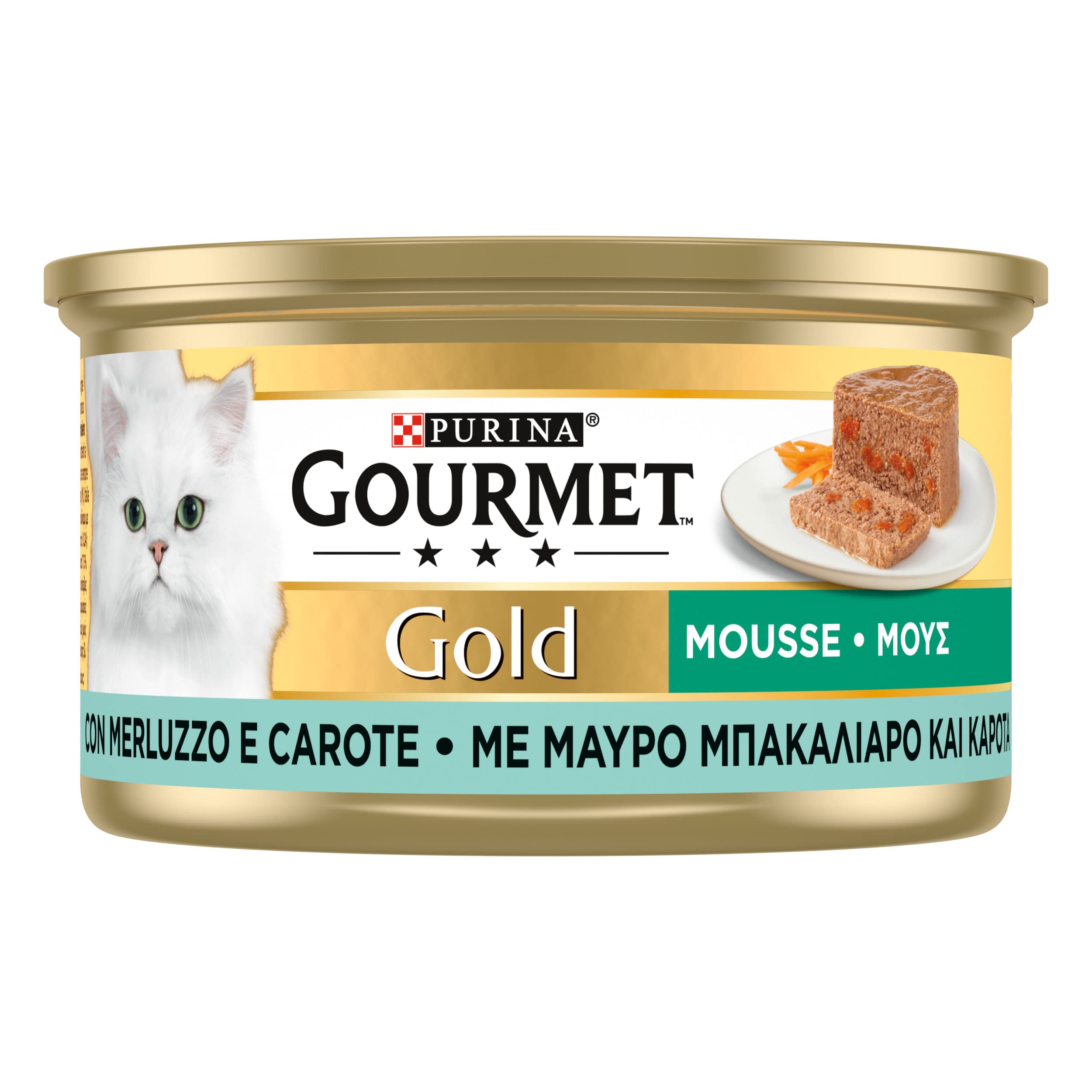 GOURMET Gold Cibo Umido per Gatti Adulti Mousse con Merluzzo e Carote 24 Lattine da 85g