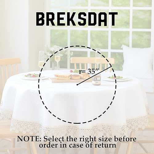 Miniatura 5 de BrekSdat Mantel redondo de encaje beige de alta calidad, impermeable, a prueba de aceite, a prueba de derrames, antiencogimiento, suave, resistente