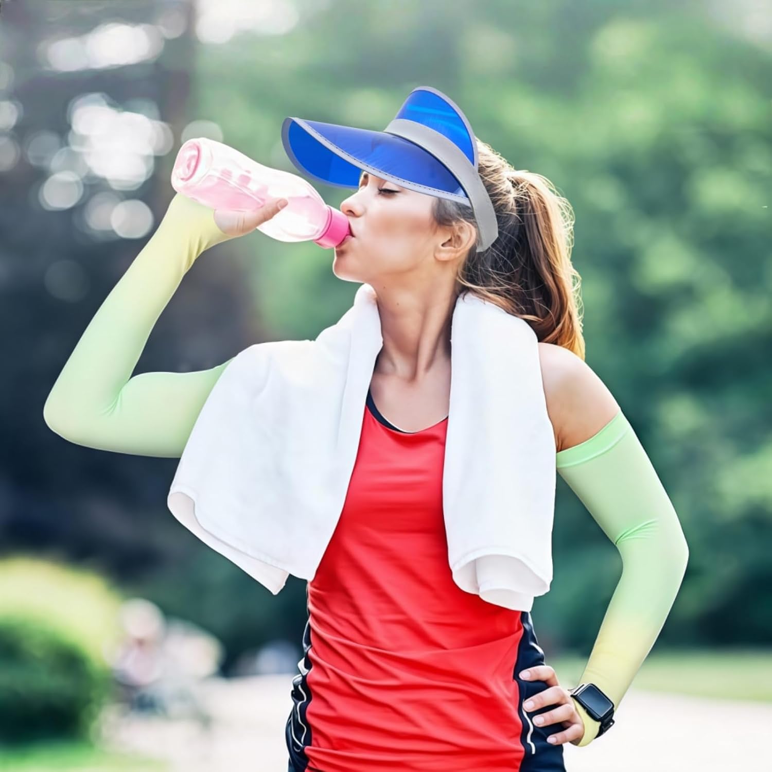 12 Pack Unisex Sun Visors Plastic Transparent Candy Color Poker Hat for Sports Outdoor Summer Beach Activities - Image 3