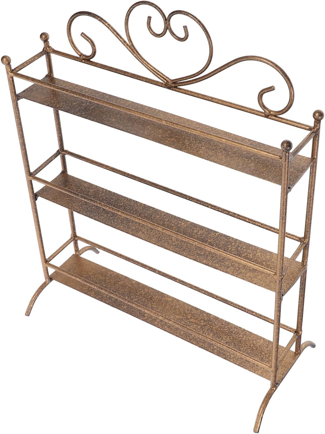 BESTonZON Tier Iron Bathroom Counter Organizer Display Rack Golden