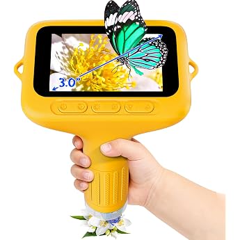 Digital Microscope for Kids SKYBASIC Mini Microscope Camera with 3.0 Inch IPS Screen 1000x Zoom Portable Kids Microscope PC Compatible Birthday Gift for Children 6-12 Years