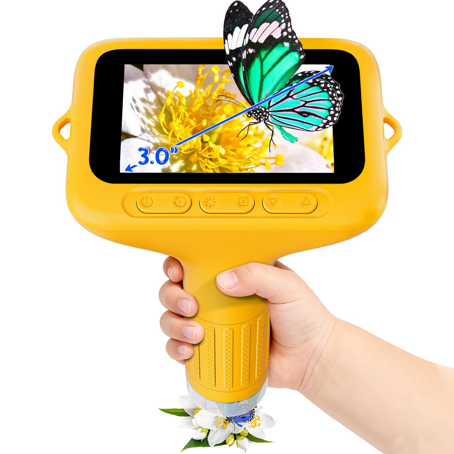 SKYBASIC Microscopio Digitale per Bambini, 1000x Zoom, Schermo 3,0 Pollici, Regalo per Bambini 6-12 Anni (Giallo)