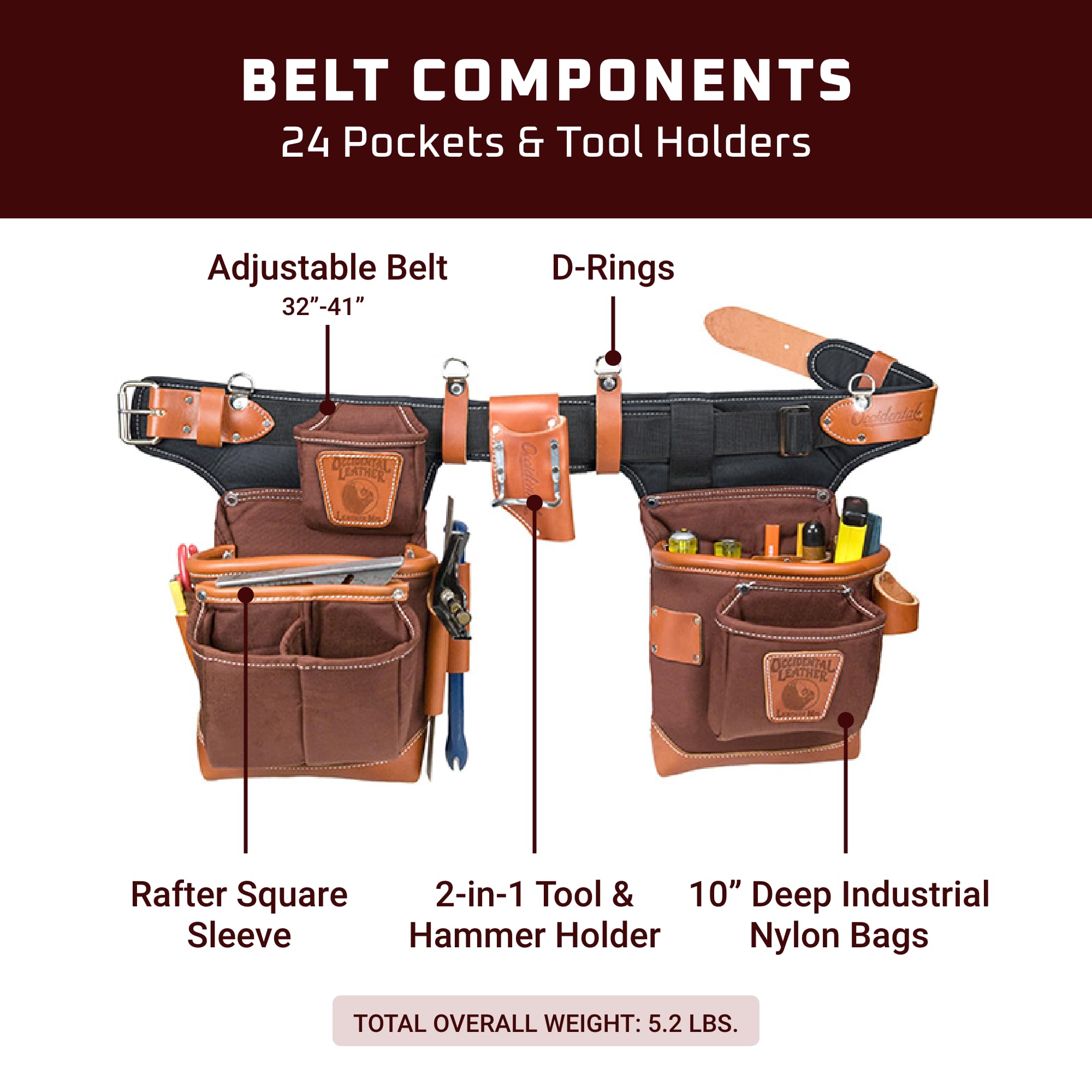 Occidental Leather 9855 Cafe Adjust-to-Fit Fat Lip Tool Belt Set