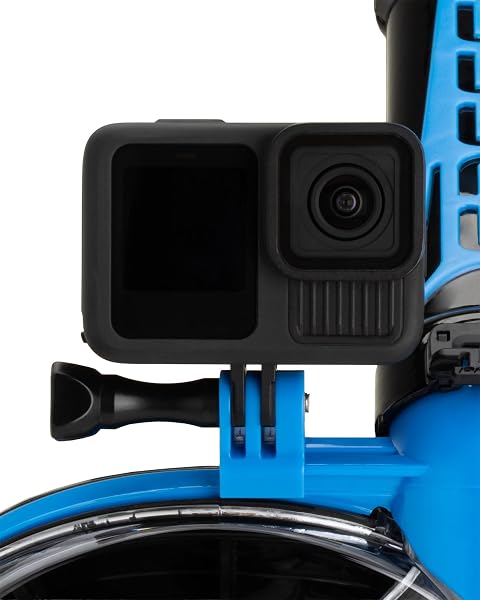 Cressi dal 1946 - Duke Action Full Face Mask - Maschera Integrale CO2 Sicuro Grande Visione Snorkeling No Fog con Tubo Dry e Supporto Action Cam - Nero/Blu - M/L - Unisex - 5