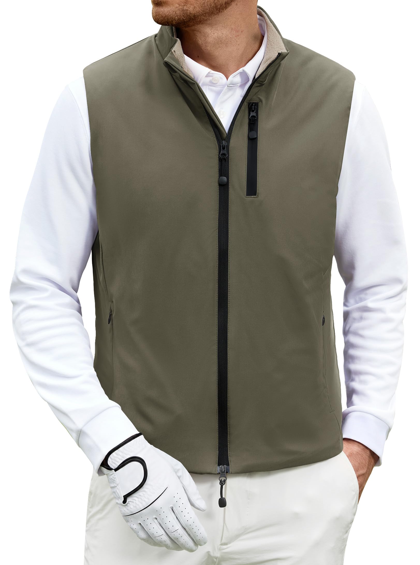 Mens Golf Vest Quilted Windproof Thermal Sleeveless Jacket