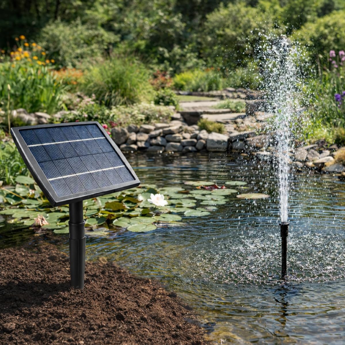 Biling Pompe de bassin solaire pour extérieur, 20 W, 1200 l/h, avec