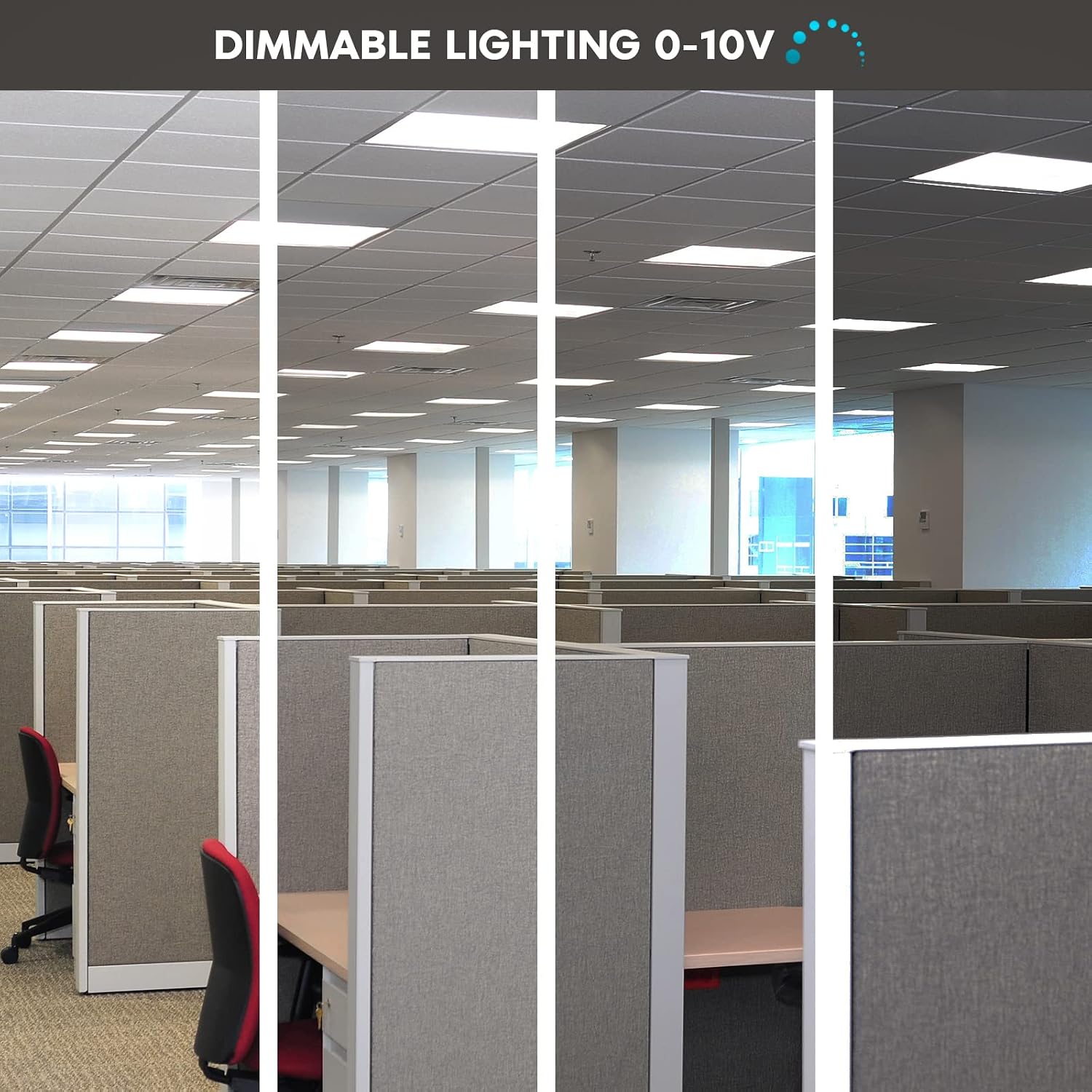 LUXRITE 2x2 FT LED Flat Panel Light, 30/35/40W, 3 Color Selectable 4000K-6500K, Backlit Drop Ceiling Lights, 3750/4375/5000 Lumens, 0-10V Dimmable, 100-277V, Prismatic Anti-Glare, ETL DLC (2 Pack)