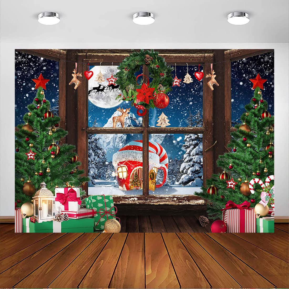 Toile De Fond Déco Noël – Motif Cheminée En Briques Rouges – 2,4 X 1,8 M – Tissu Coton Lavable – Pour Photos, Fêtes, Décoration Murale