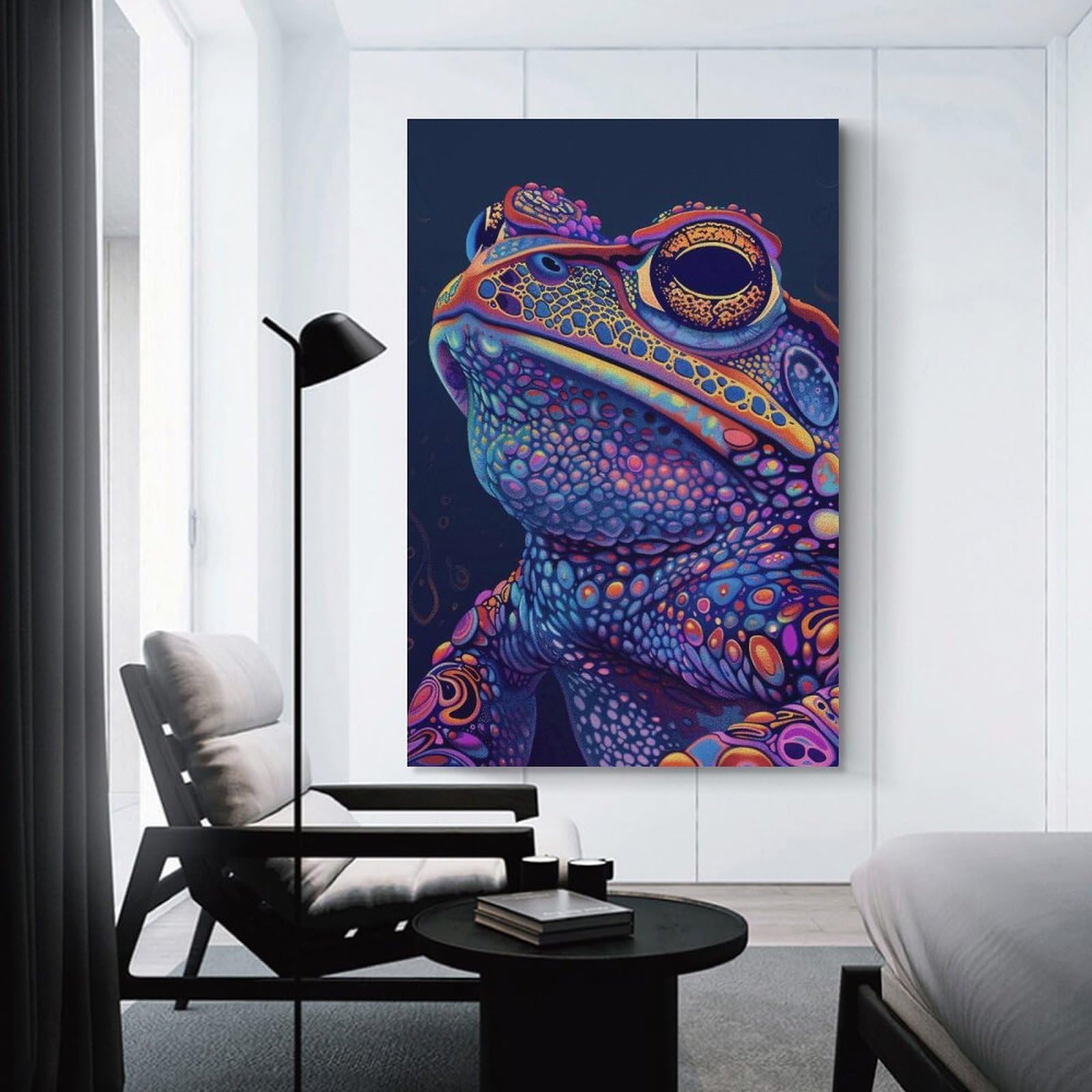 Junmoney Unframe-Style-5 Wall Picture Print Psychedelic Neon Toad, 20X30inch(50X75cm), For Contemporary Homes, Apartments Or Offices, Decorative Canvas Decor For Home Updates