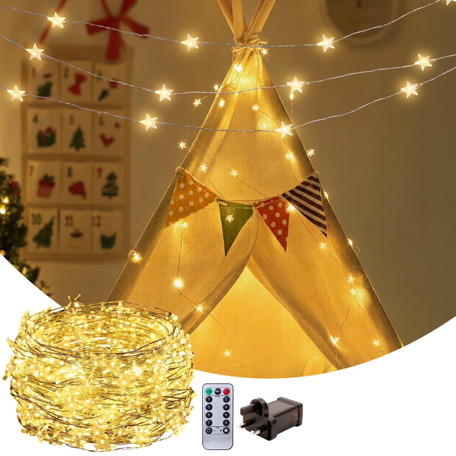 WEGRASY Star String Lights Plug in, 79ft 240 LEDs Star Fairy Lights with Remote, 8 Modes and Timer Waterproof LED Mini Star Lights for Indoor Bedroom Wedding Patio Garden DIY Bottle Decor