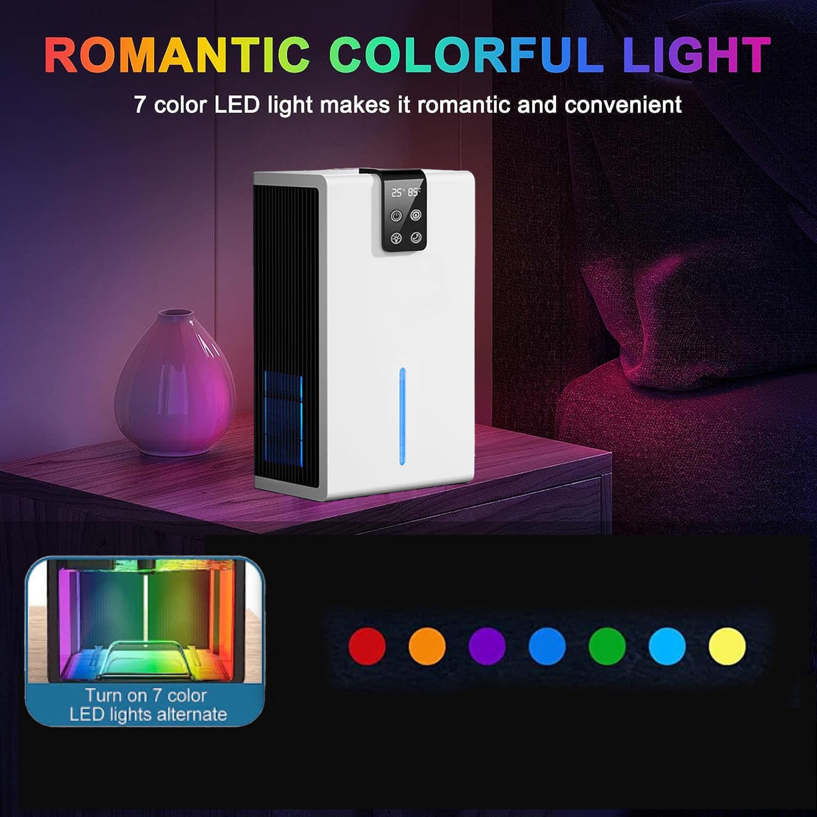 家庭用除湿機、自動シャットオフ機能付き寝室バスルーム用除湿機、7色LEDライト Amazon.co.jp : 除湿機 ハイブリッド式 じょしつき 部屋 七色