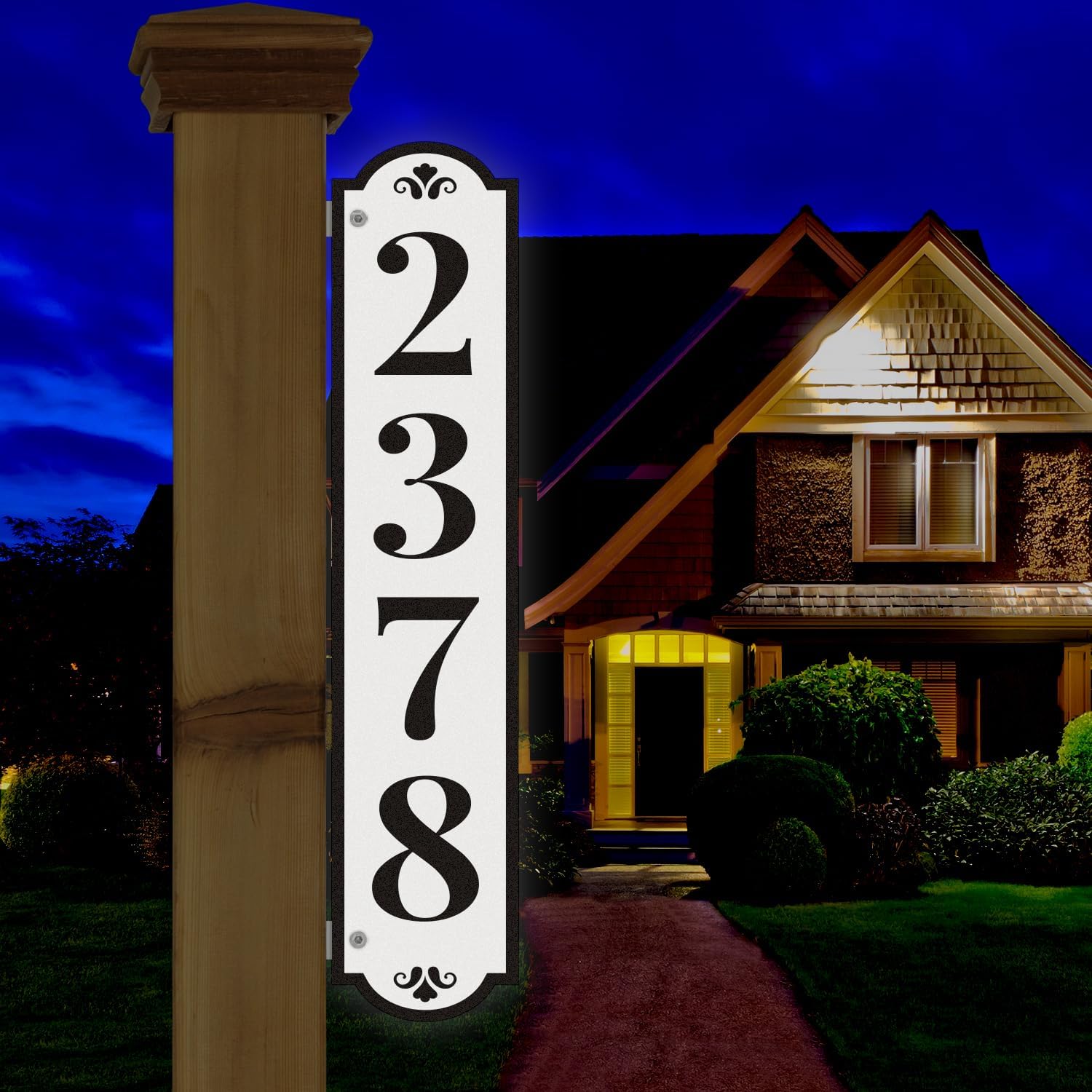 Double Sided House Address Sign, Mailbox Post Sign, Custom Reflective 911 Address Sign, House Numbers, Mailbox Numbers, Street Sign, Heavy Duty Rust Free Aluminum (C01)