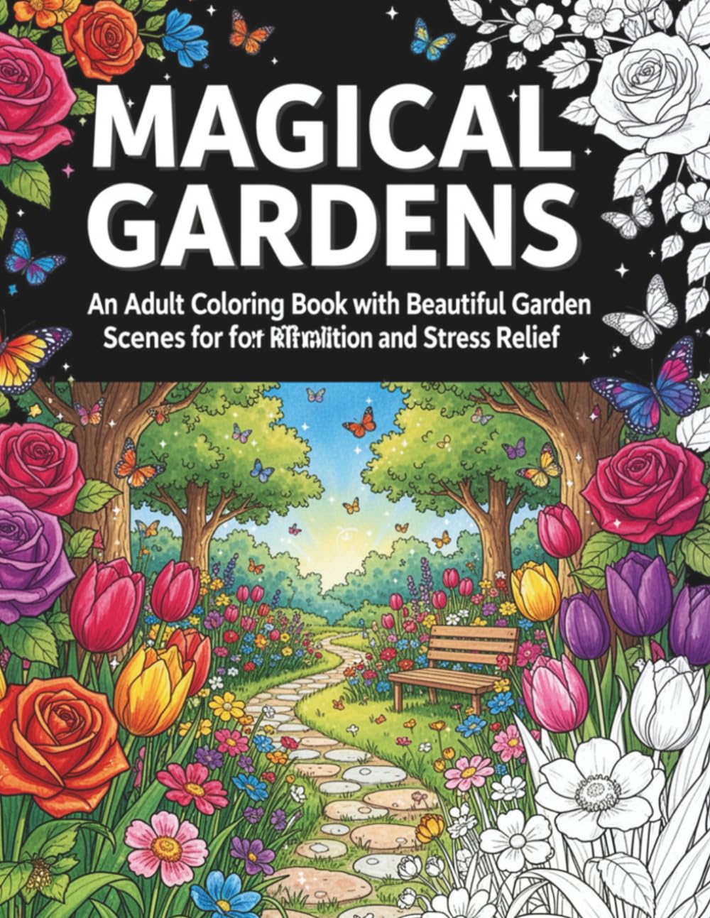 Magical Garden Coloring Book for Adults: Beautiful Garden Scenes, Flowers, Butterflies & Relaxing Nature Designs for Stress Relief