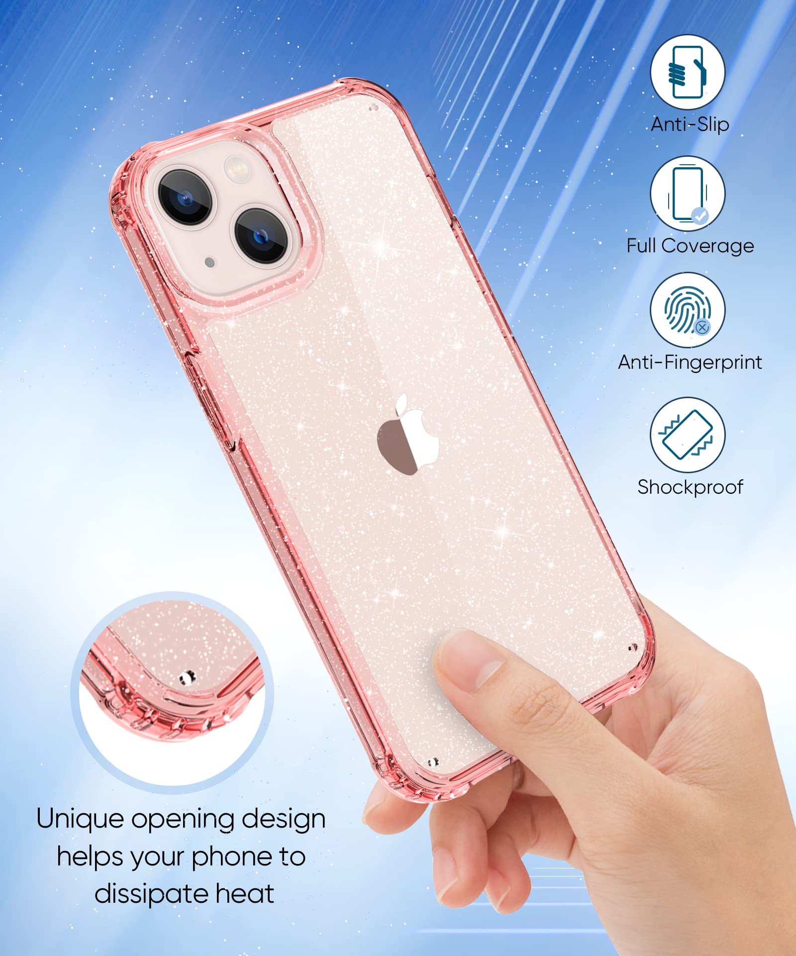 Amazon.co.jp: MIODIK iPhone 13用 ケース クリア グリッターデザイン