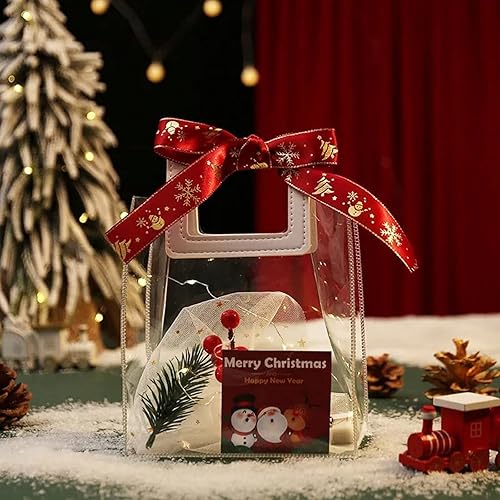 Miniatura 6 de Bolsa de regalo transparente con asa, 4 bolsas de regalo de PVC transparente, bolsas de regalo reutilizables resistentes para fiesta de novia, baby