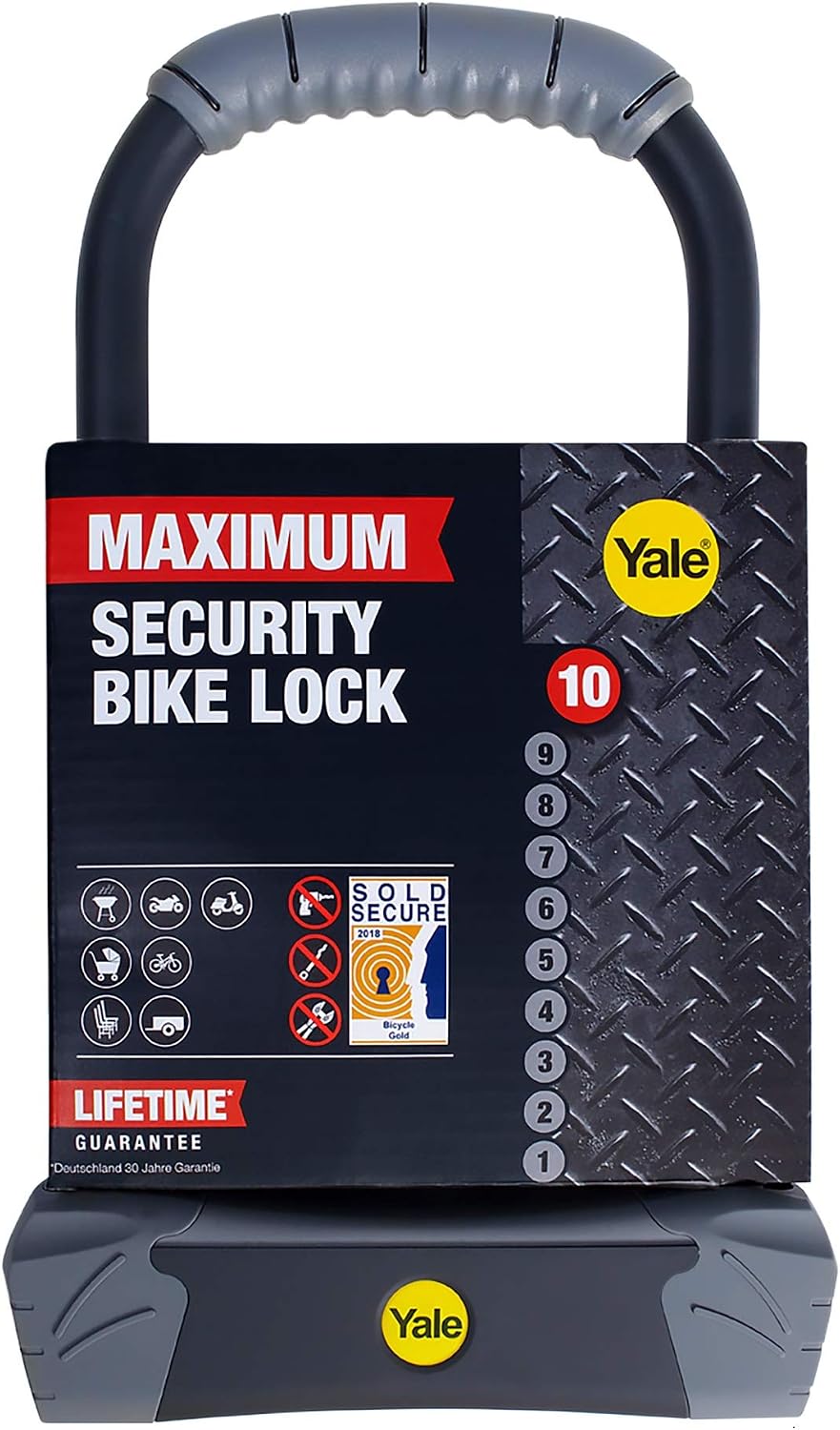 Crеаtіvе Prоduсt Yale YUL3/14/230/1 - Maximum Security Bike Lock 230mm - U Lock - Hardened Steel - Heavy Duty Protection - 4 Keys Including 1 with Micro-Light