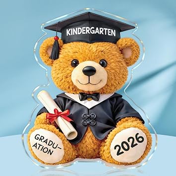 JUESMOS Kindergarten Graduation Gifts for Graduates Students 2026 Kindergarten Graduation Gifts for Daughter Son Teddy Bear Animal Keepsake Paperweight Kinder Garten Grad Decoration
