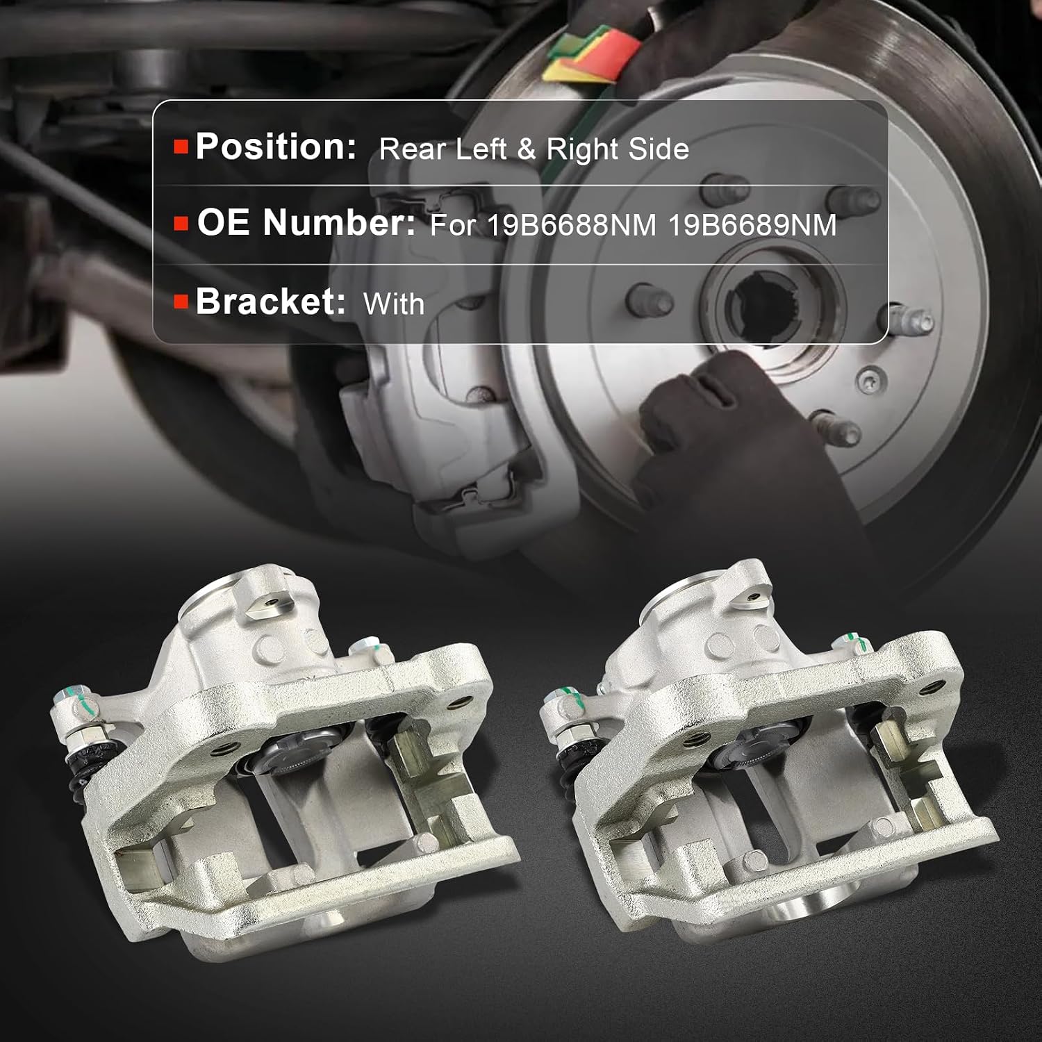 cciyu Rear Left & Right Brake Calipers Assembly w/Bracket 19B6688NM 19B6689NM For Volvo For S60/For S60 Cross Country/For S80/For V60/For V60 Cross Country/For XC60/For XC70