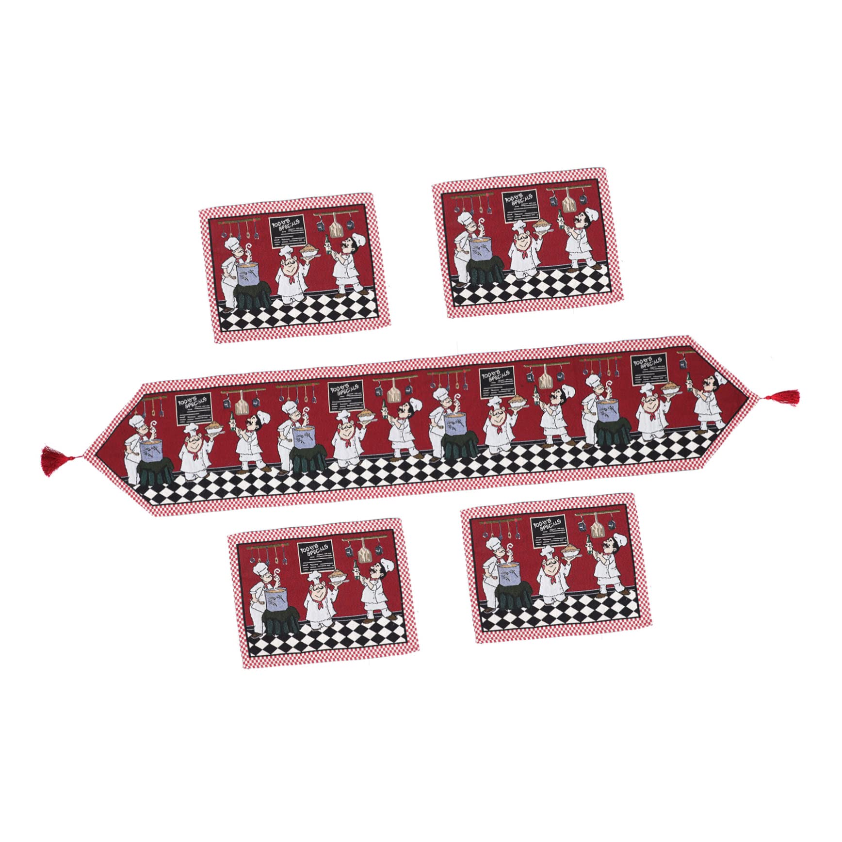 Nappe vintage cuisine anti-tache avec set de table de réception