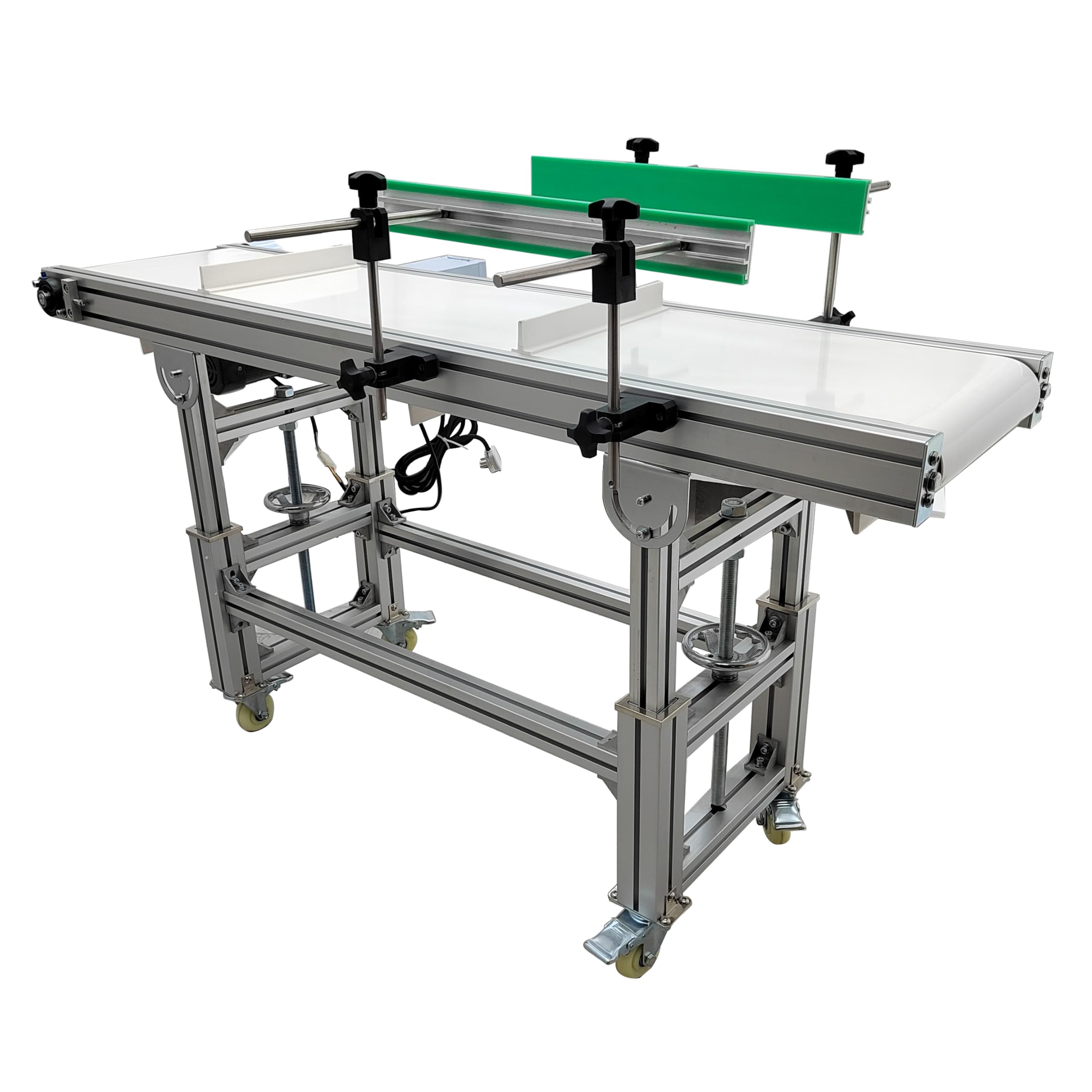 TECHTONGDA PVC Flat Conveyor Belt Systems for Industrial Transport Aluminum Frame Conveyor Length 59inch Belt Width 11.8inch with Baffle