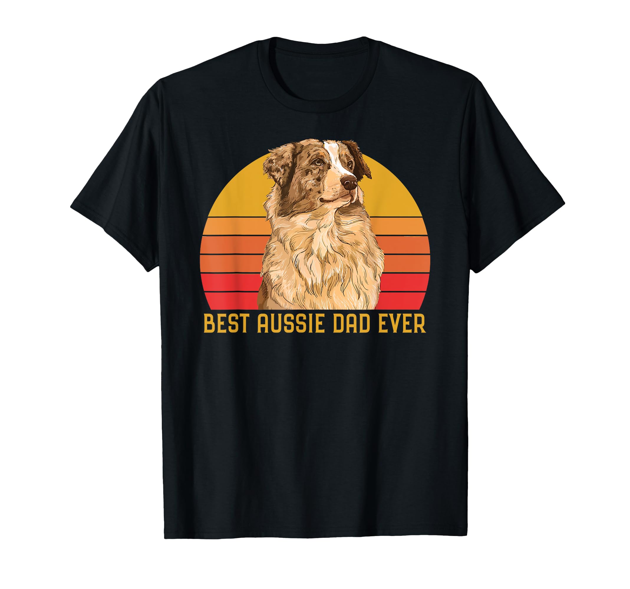 Vintage Best Aussie Dad Ever Papa Australian Shepherd Dog T-Shirt