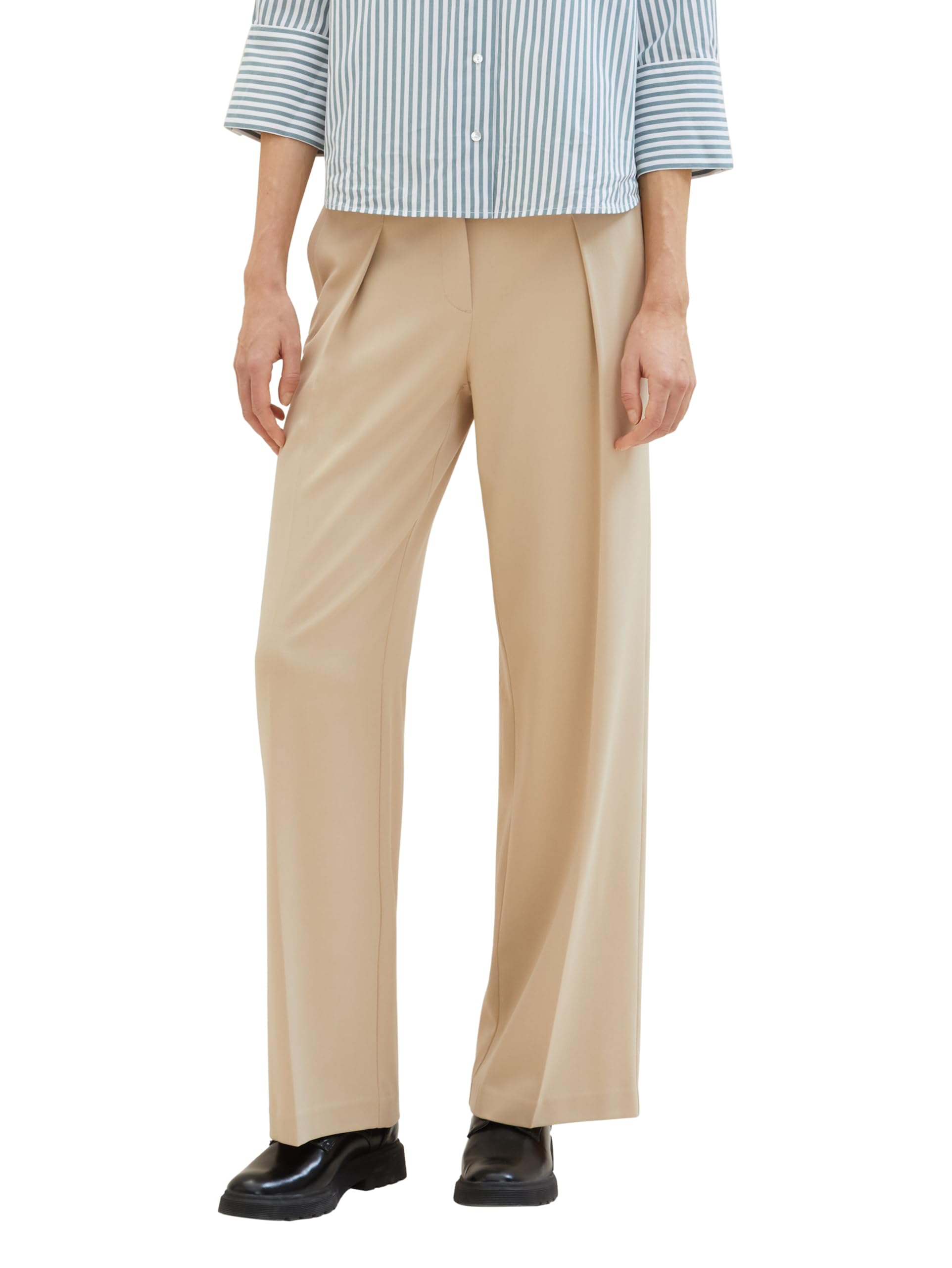 TOM TAILOR Damen Lea Straight Fit Hose mit weitem Bein