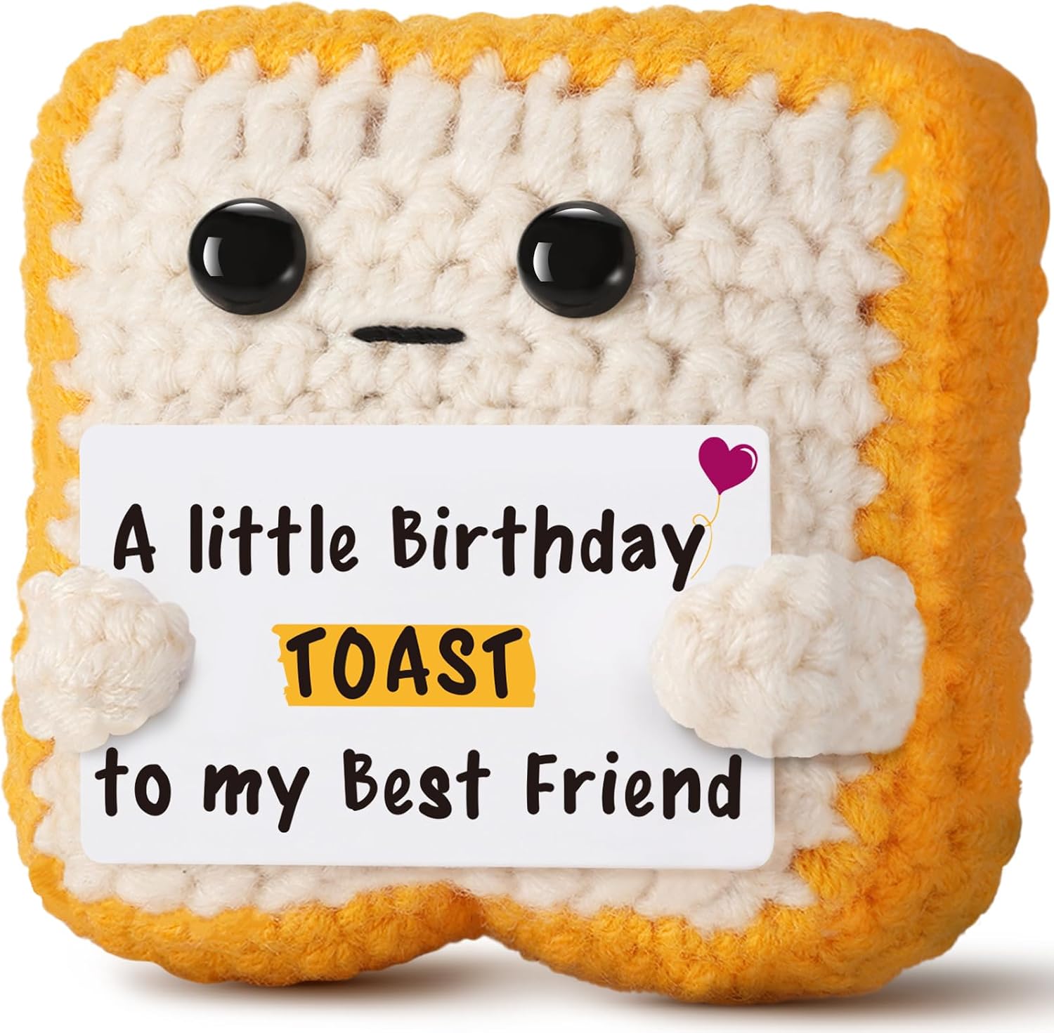 Handmade Crochet Toast Best Friend Birthday Gifts for Women | Funny Happy Birthday Cards for Women Sister Bestie Roommate Friendship Gifts