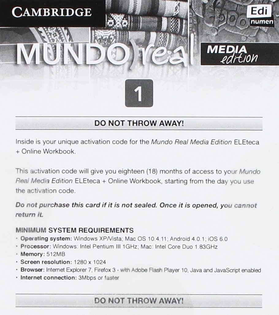 Mundo Real Media Edition Level 1 Value Pack (Student's Book plus ELEteca Access, Online Workbook Activation Card) 1-Year (MURL Mundo Real) (Spanish Edition)