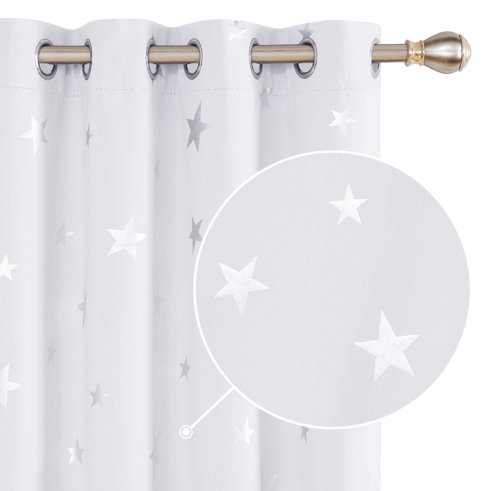 Deconovo Bedroom Space Curtains Thermal Insulated Eyelet Blackout Curtains for Living Room 52 x 54 Inch Drop Navy Blue 1 Pair — view 31