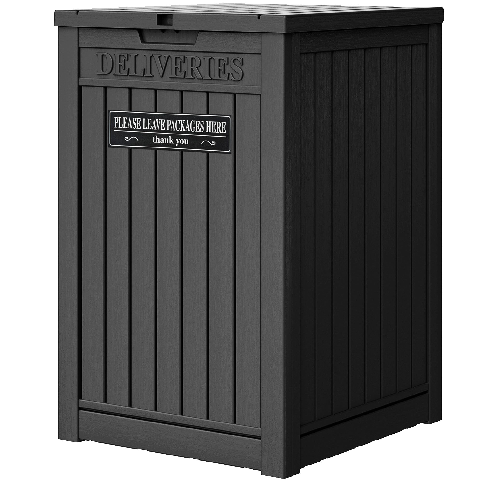 48 Gallon Resin Package Delivery Box for Outside, Storage Box with Lockable Secure, Large Double-Wall Resin Outdoor Package Delivery and Waterproof Deck Box