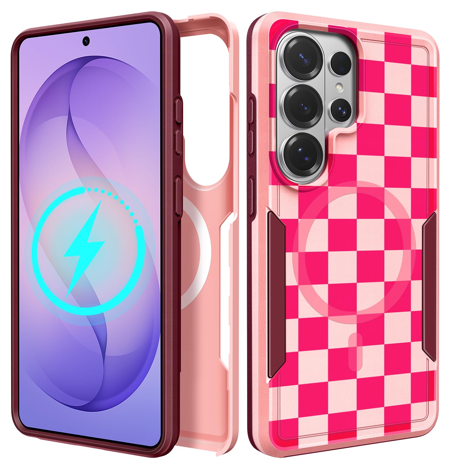 Photo 1 of LISEVO for Samsung Galaxy S26 Ultra Case - [Compatible with MagSafe] Women Girls Cute Magnetic Protective Phone Cover Checkered Girly Pretty Heavy Duty Shockproof Funda para Samsung S26 Ultra Cases