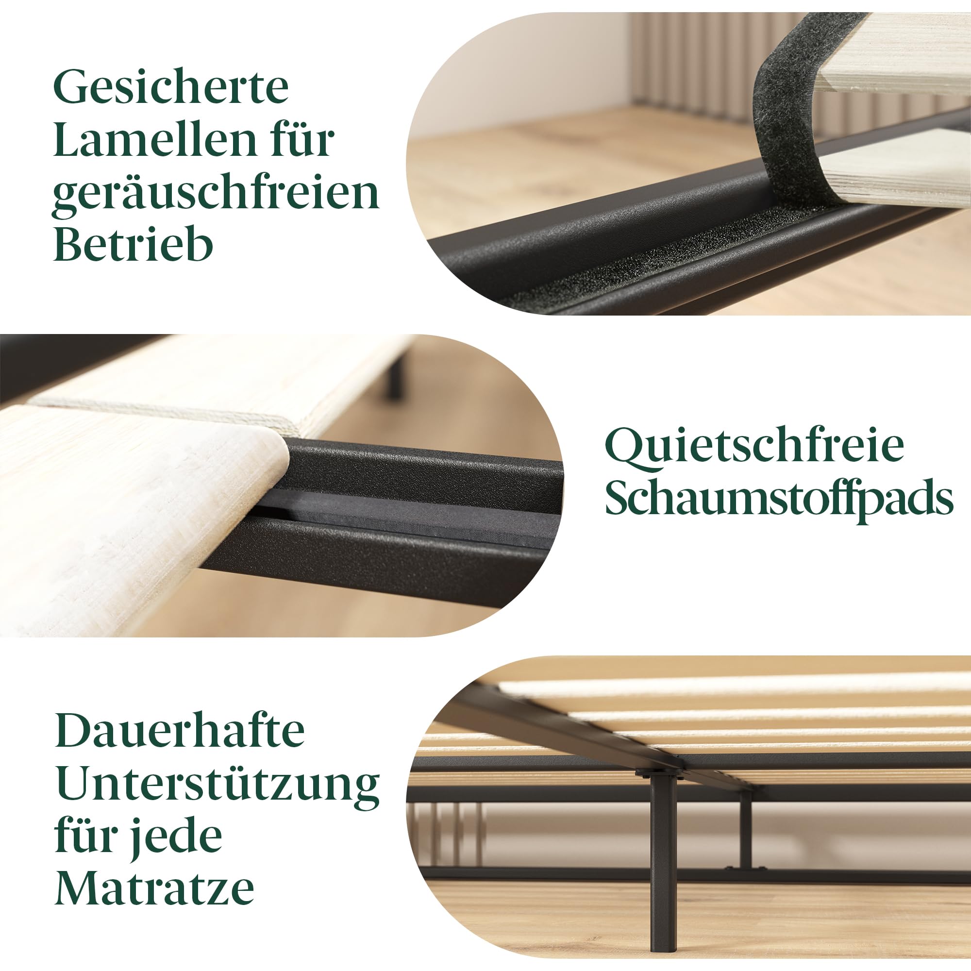 Letto Zinus Suzanne 160x190 Cm - Piattaforma In Metallo E Legno Con Testata, Supporto Fino A 318 Kg - Foto 7