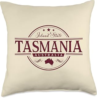Tasmania Australia - Tasmania Island State Label Throw Pillow