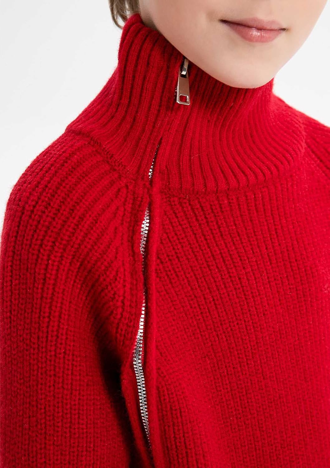 SMILING PINKER Boys Sweater Pullover Diagonal Full Zip High Neck Casual Loose Knit Top