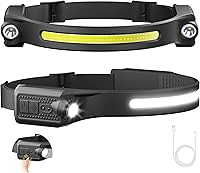 Vista 8 de AlpsWolf Faro LED recargable, 2 XPE LED y COB LED faro de cabeza, modo sensor, haz ancho de 260°, impermeable IPX4, linterna recargable