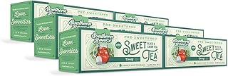 Hot Brew Sweet Tea Decaf Iced Tea with Black Tea and Zero Carbs Zero Sugar, 22 Individually Wrapped Family Size Tea Bags, Pack of 6